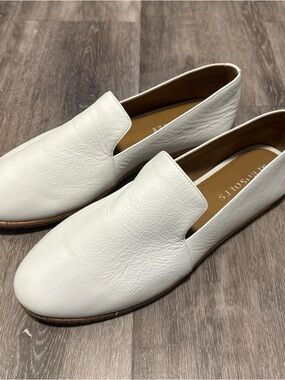 Aerosols Women's White Leather Slip-On Hempstead Flat Loafer Shoes Size 10M